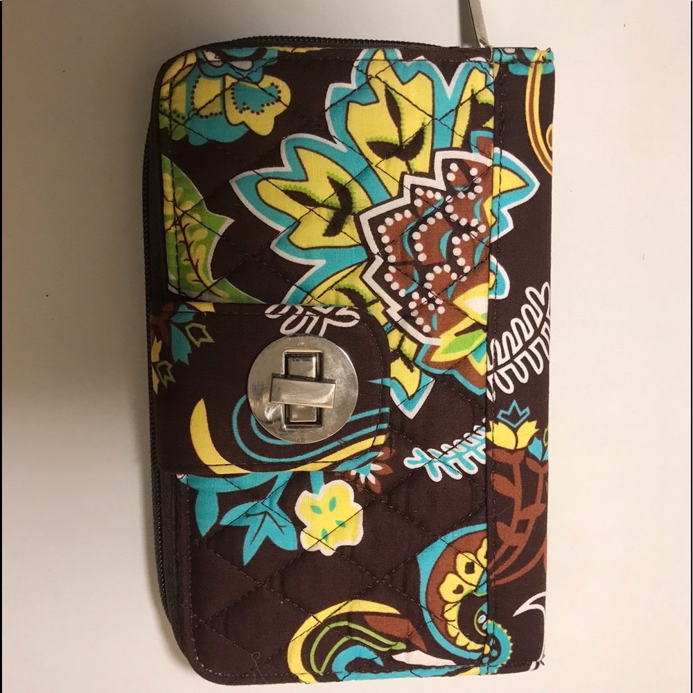 New chocolate brown floral quilted wallet NGIL